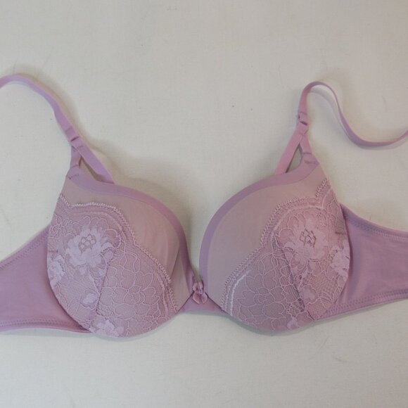 2 Women's Maidenform Underwire Push Up Lace Demi Bra Size 34B Lavender/Pink - Picture 4 of 13